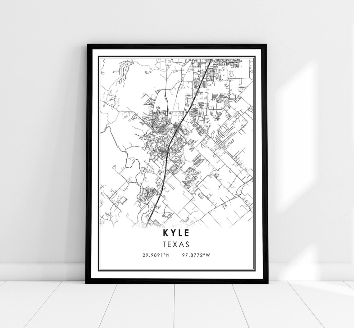 Kyle Map Print, Texas City Travel Poster