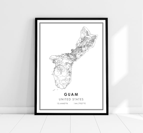 Guam Map Print Poster, Travel Map Wall Art