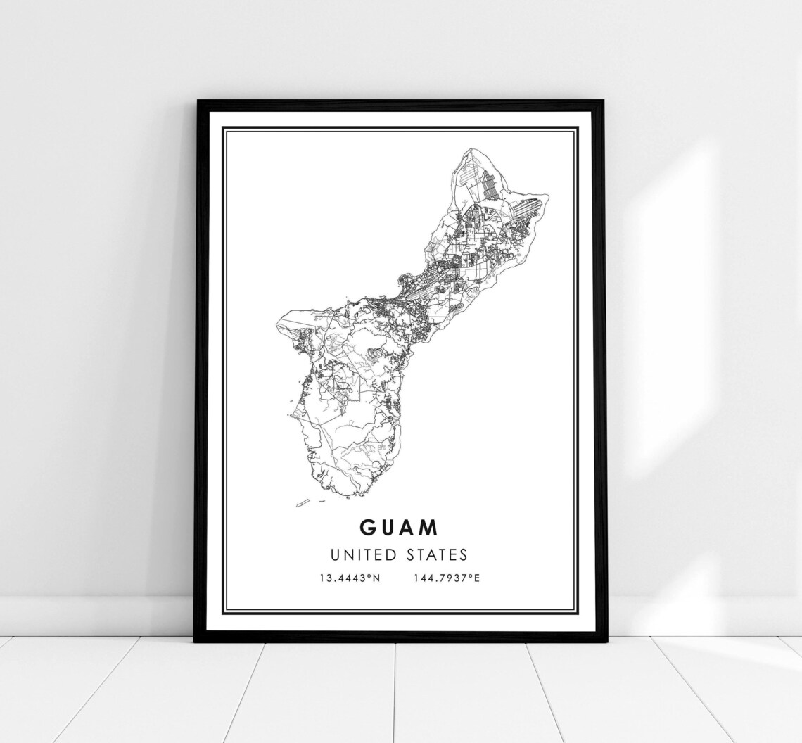 Guam Map Print Poster, Travel Map Wall Art