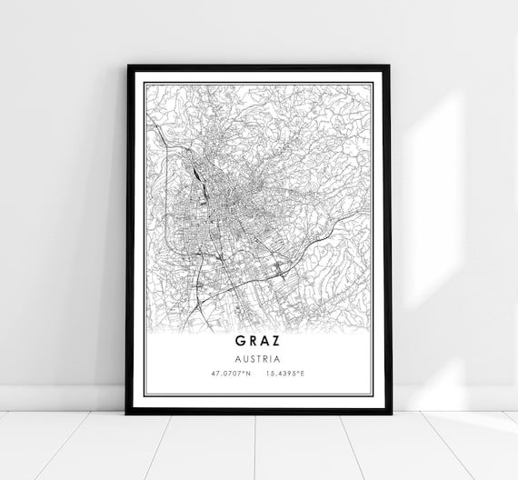 Graz Austria Minimalist City Street Map Wall Art for Your Home