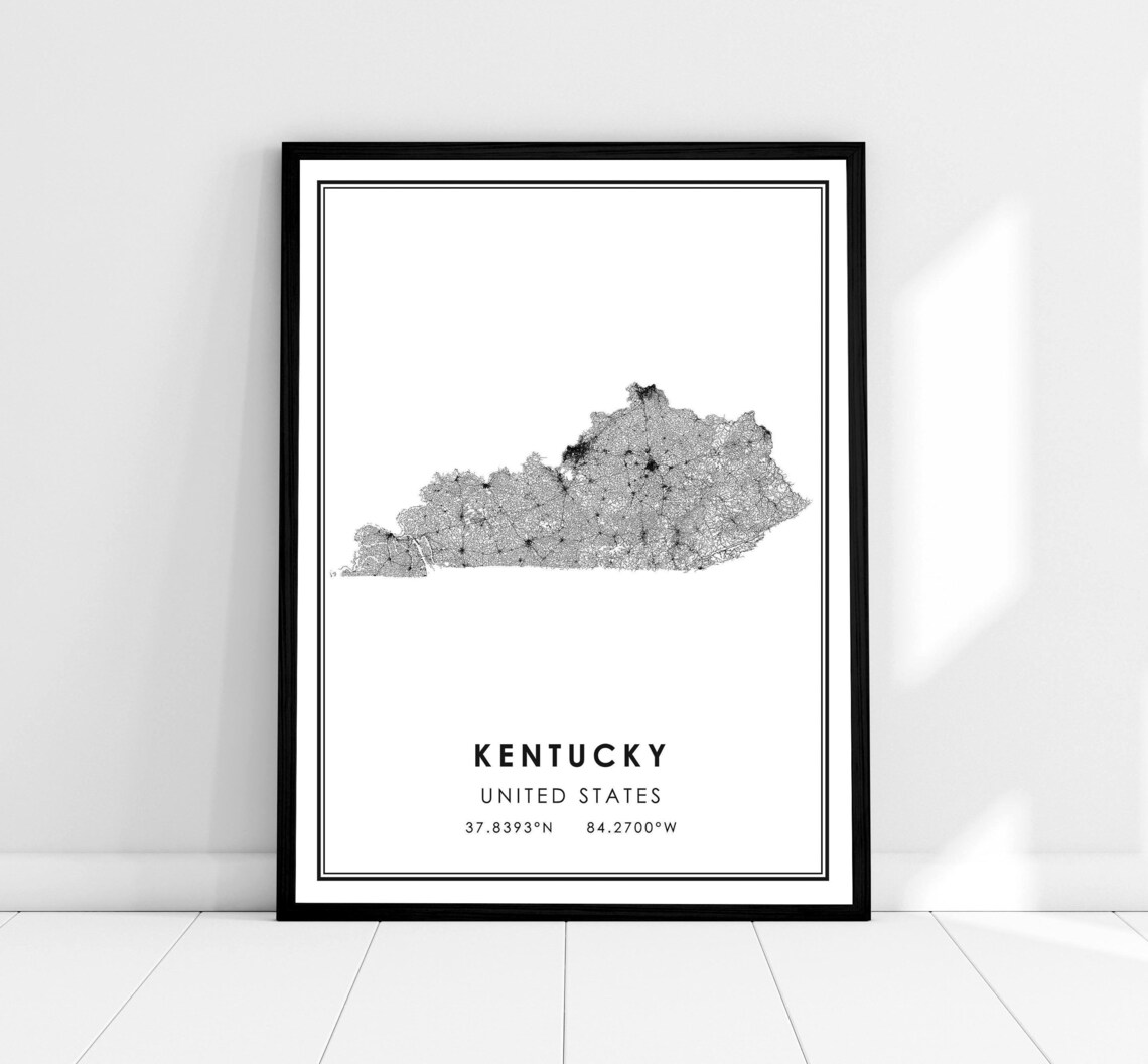 Kentucky Map Print Poster, United States Travel Art