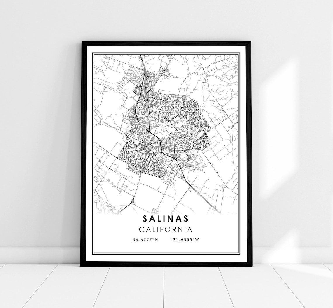Salinas Map Travel Poster, City Map Print