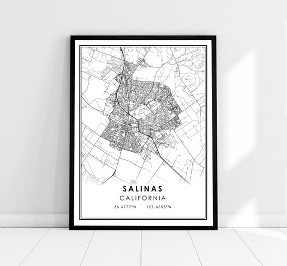 Salinas Map Travel Poster, City Map Print