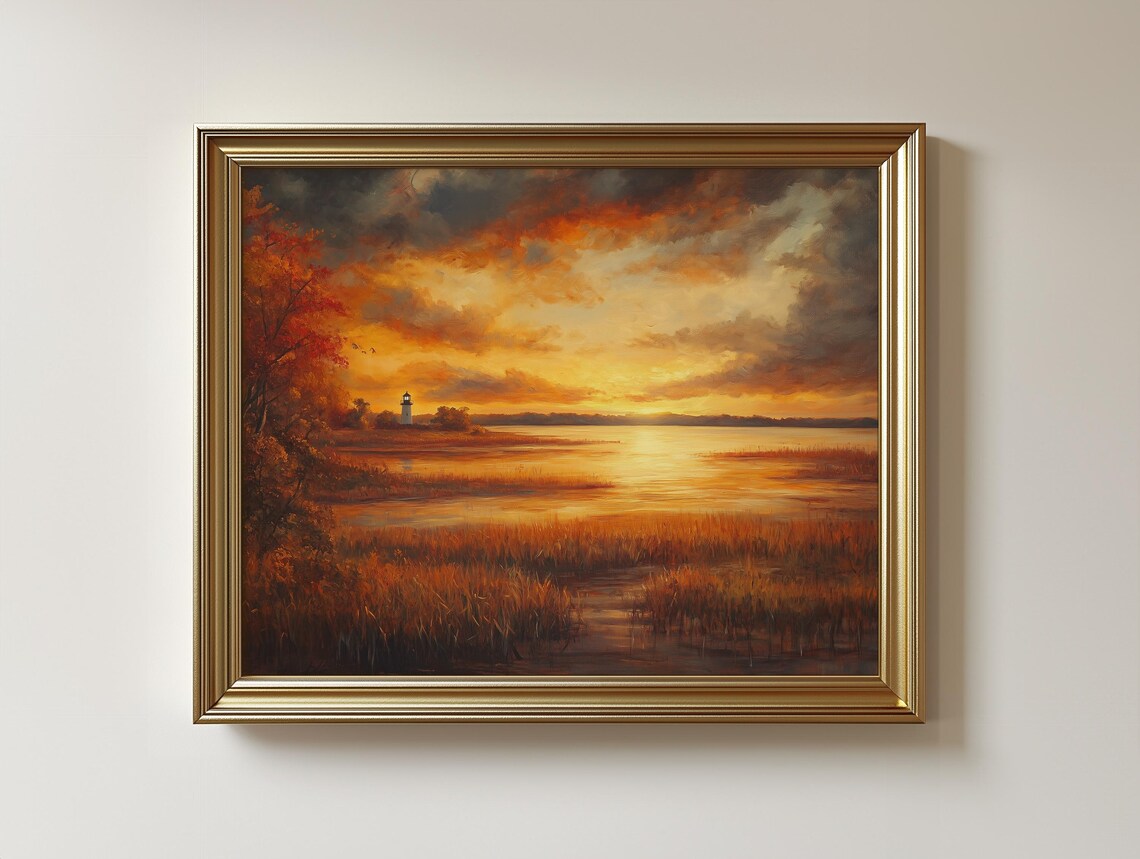 Chesapeake Bay Sunset, Fall Landscape Art Print