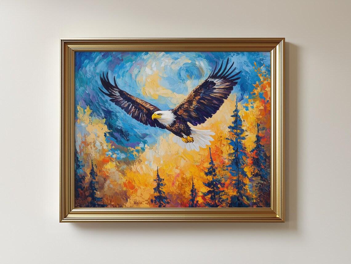 Majestic Bald Eagle Autumn Forest Art Print
