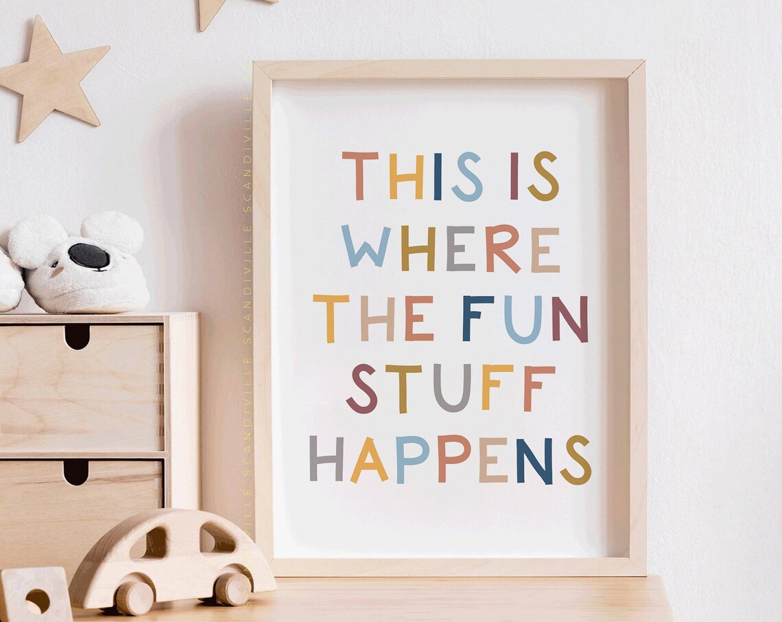 This Is Where The Fun Stuff Happens Colorful Playroom Kids Poster