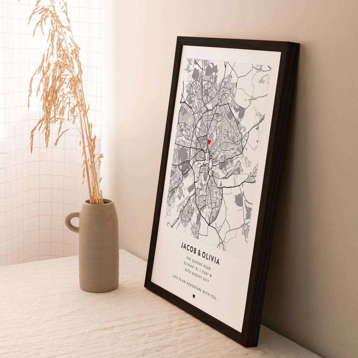 Personalized Couple Map Print Engagement Anniversary Gift For Couples - Image 2