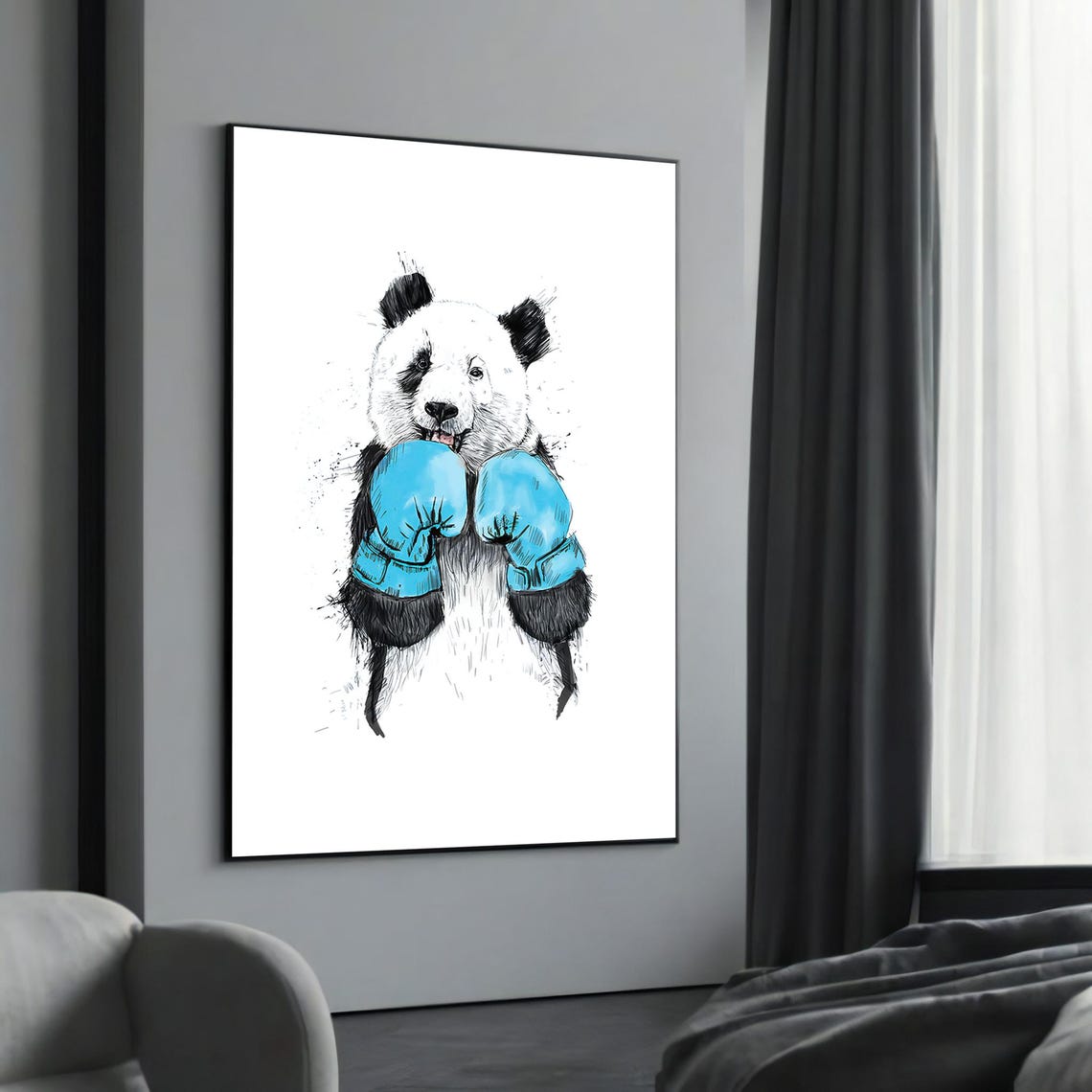 Playful Panda With Boxing Gloves Fun And Unique Canvas Art For Modern Home Decor Gift Ideas