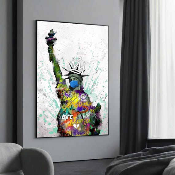 Graffiti Liberty Canvas Painting A Vibrant Urban Art Interpretation Of The Statue For Bold Modern Home Decor