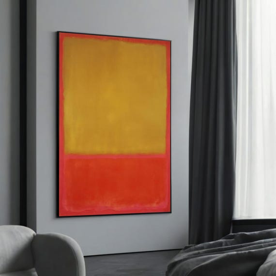 Mark Rothkos Radiant Yellow And Red Color Field Canvas Painting A Vibrant Abstract Expressionist Gift For Bold Art Lovers