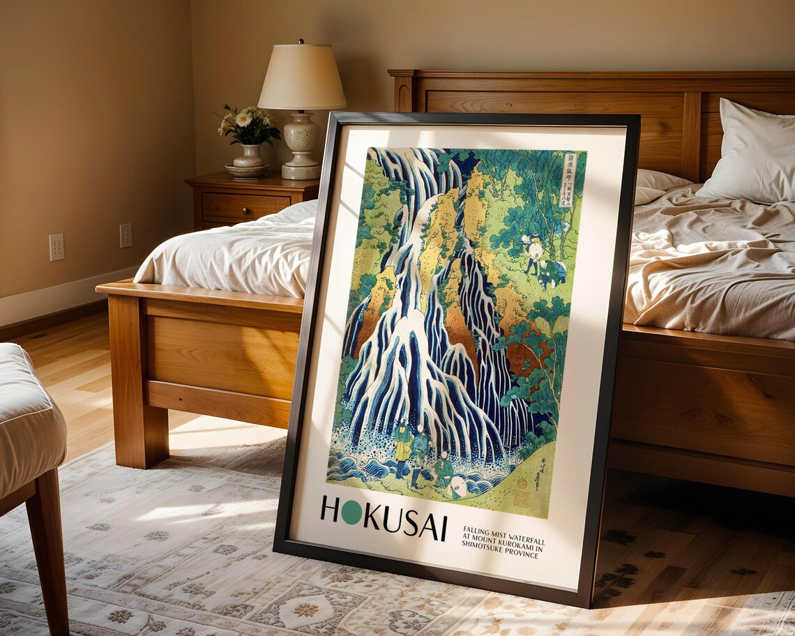 Falling Mist Waterfall, Hokusai Vintage Japan Art Print - Image 4