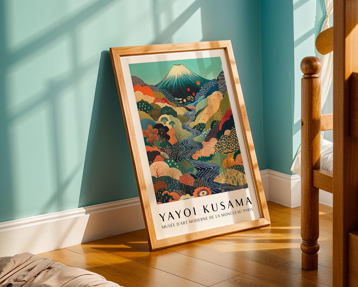 Yayoi Kusama Mount Fuji Patterned Hillside Landscape Museum Poster - Image 5