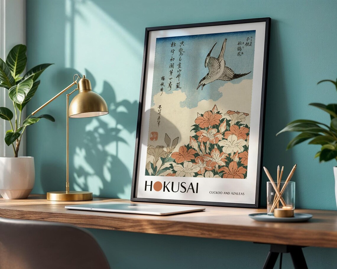 Katsushika Hokusai, Cuckoo And Azaleas Art Print - Image 2