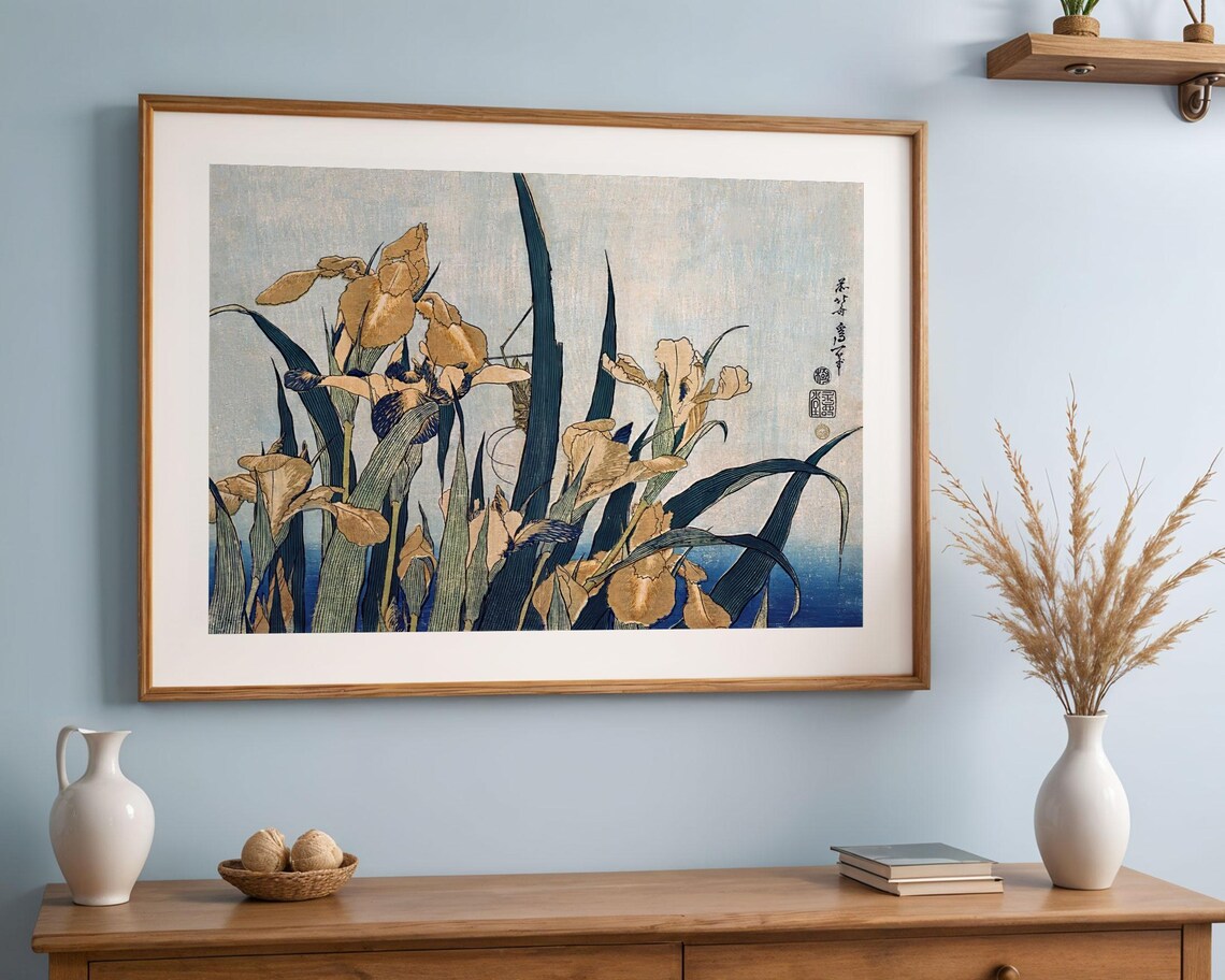 Katsushika Hokusai Irises And Grasshopper, Ukiyo-E - Image 4