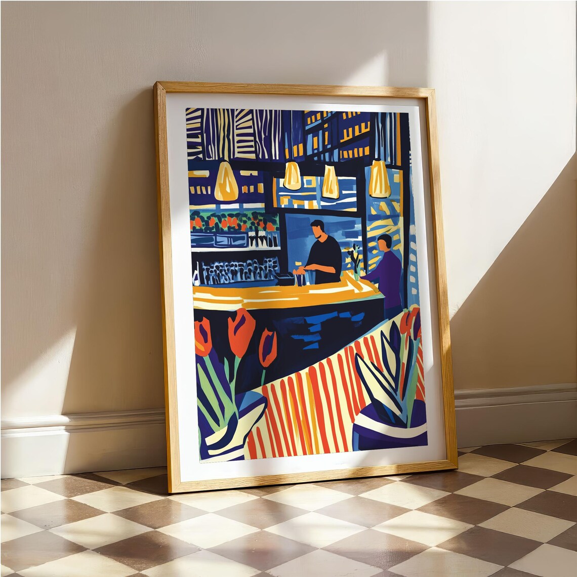 Abstract Jazz And Cafe, Modern Cozy Feeling Art Print