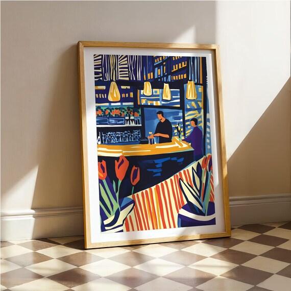 Abstract Jazz And Cafe, Modern Cozy Feeling Art Print