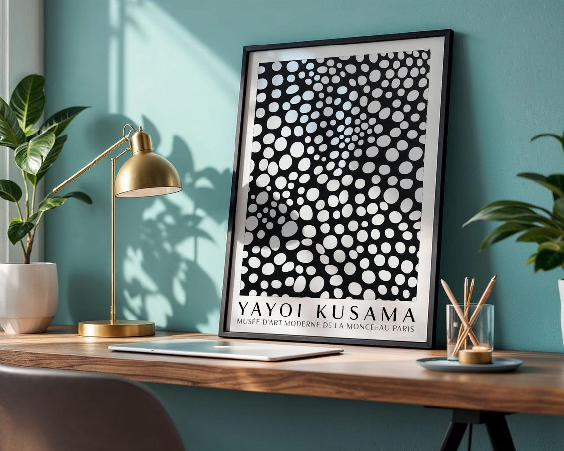 Yayoi Kusama Dots Wall Art Black And White Polka Dot Artwork Inspired By Kusama Exhibition Print For Office Or Living Room - Image 4