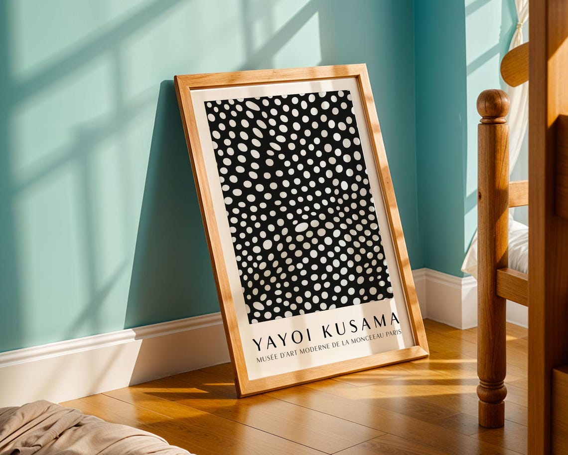 Yayoi Kusama Dots Wall Art Black And White Polka Dot Artwork Inspired By Kusama Exhibition Print For Office Or Living Room - Image 5
