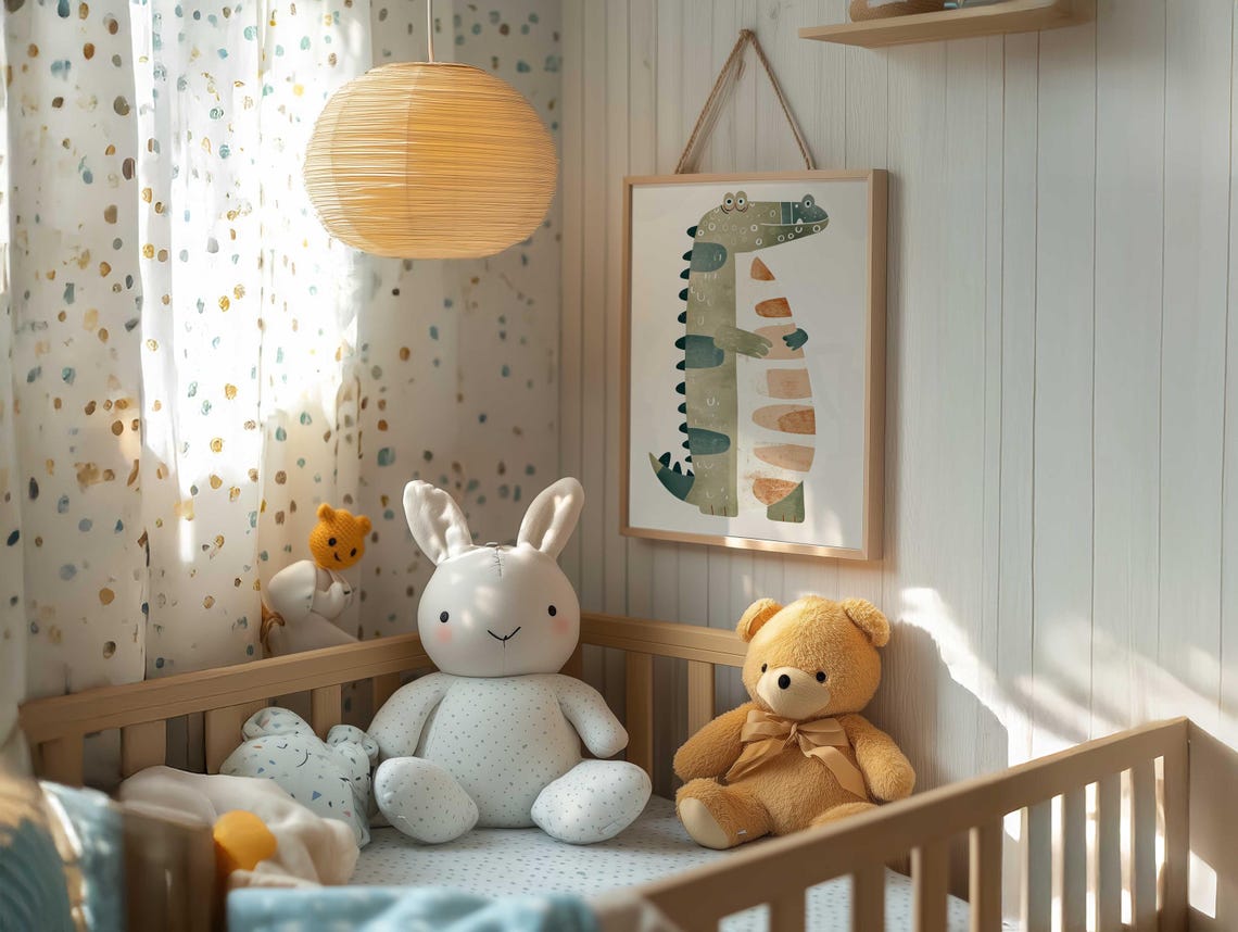 Friendly Smiling Crocodile Standing Tall Cute Nursery Wall Art - Image 5