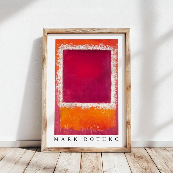 Mark Rothko Deep Red Rectangle on a Glowing Orange Color Field Poster