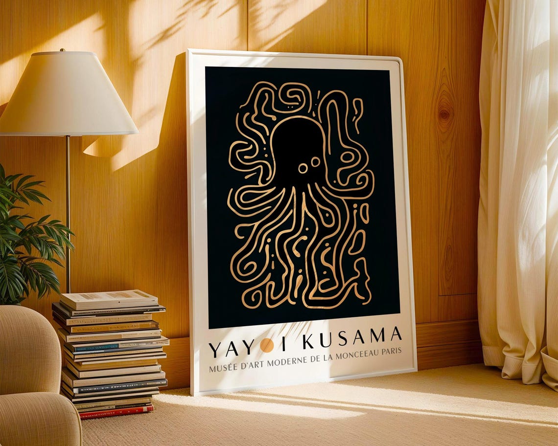 Yayoi Kusama Abstract Octopus Wall Art Bedroom Koi Fish Poster Octopus Poster Octopus Print Kusama Inspired Octopus Print - Image 3