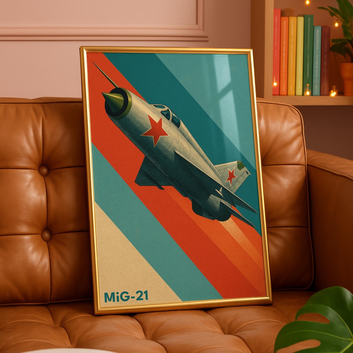 MiG-21 Soviet Star Fighter Jet Retro Bold Aviation Art Poster