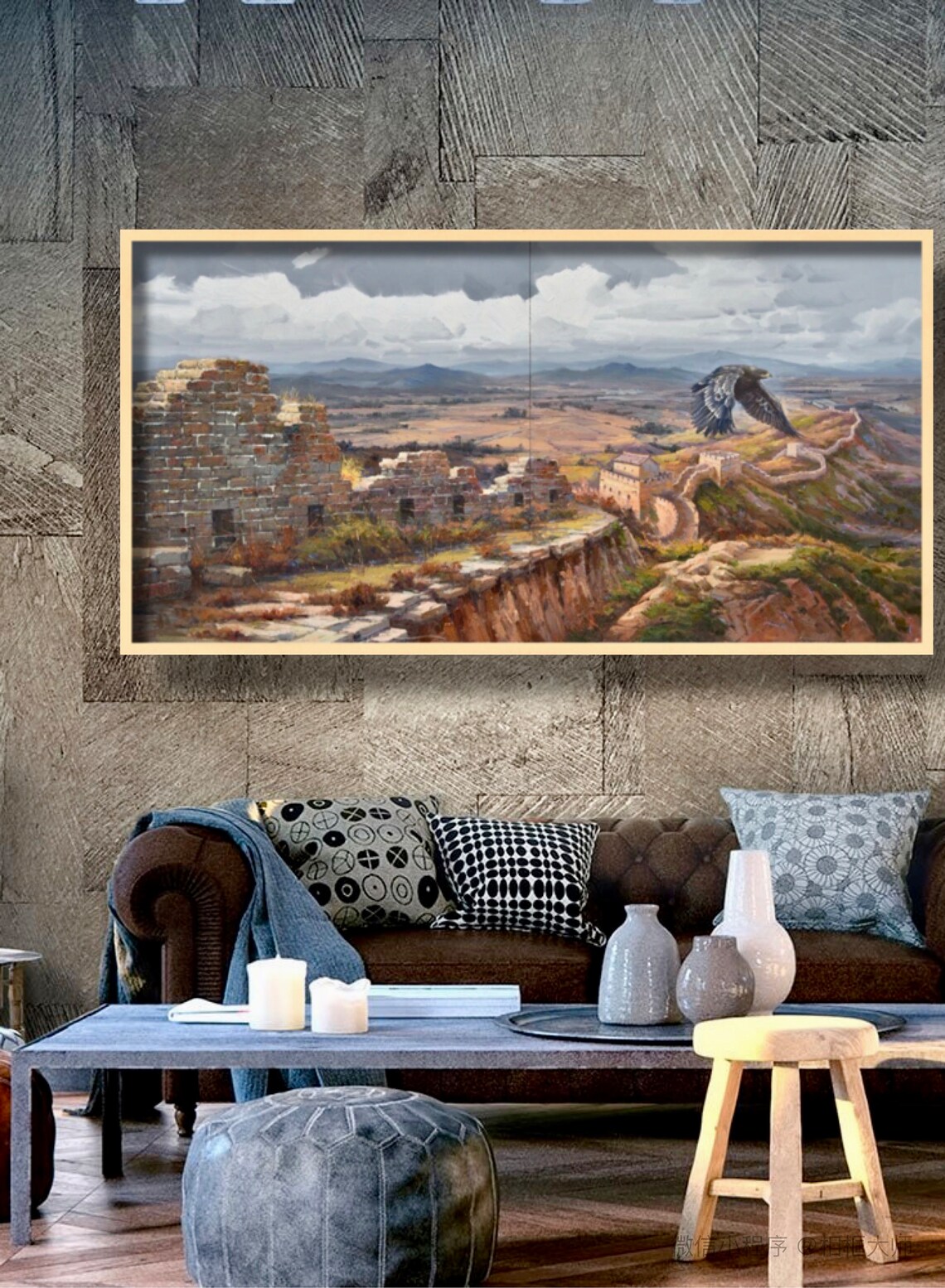 Original Landscape Oil Painting Painting Of An Eagle Flying Over The Border Personalized Gifts Large Oil Painting Wall Art On - Image 2