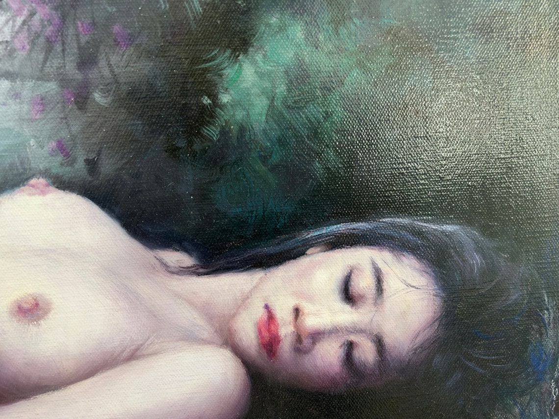 Original Human Body Oil Painting Body Art Oil Painting Art On Wall Art Womens Body In The Flowers Art Art Collection - Image 2