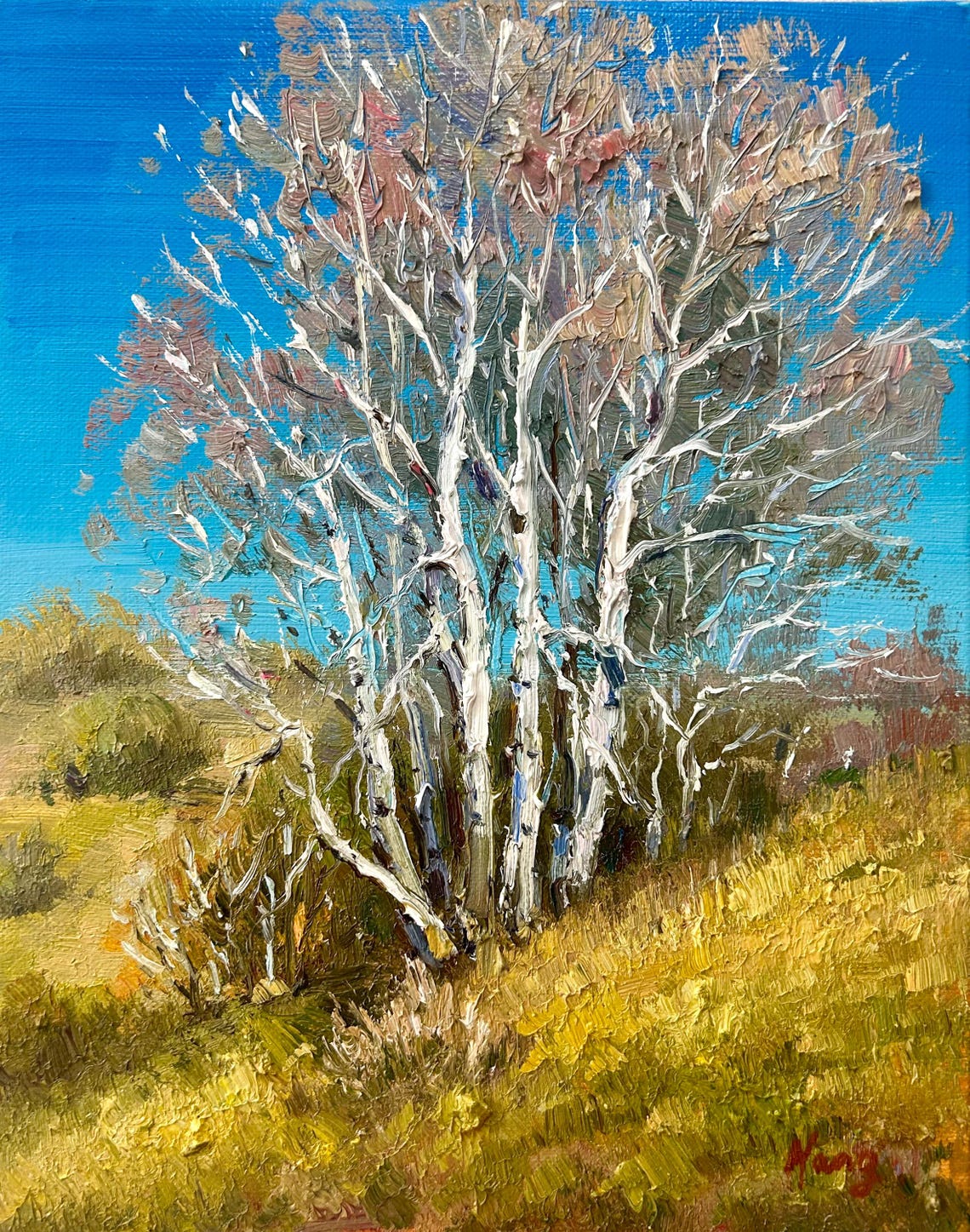 Birch Oil Painting On Original Landscape Oil Painting Art Small Oil Painting Wall Art Home Decoration Special Gift - Image 5