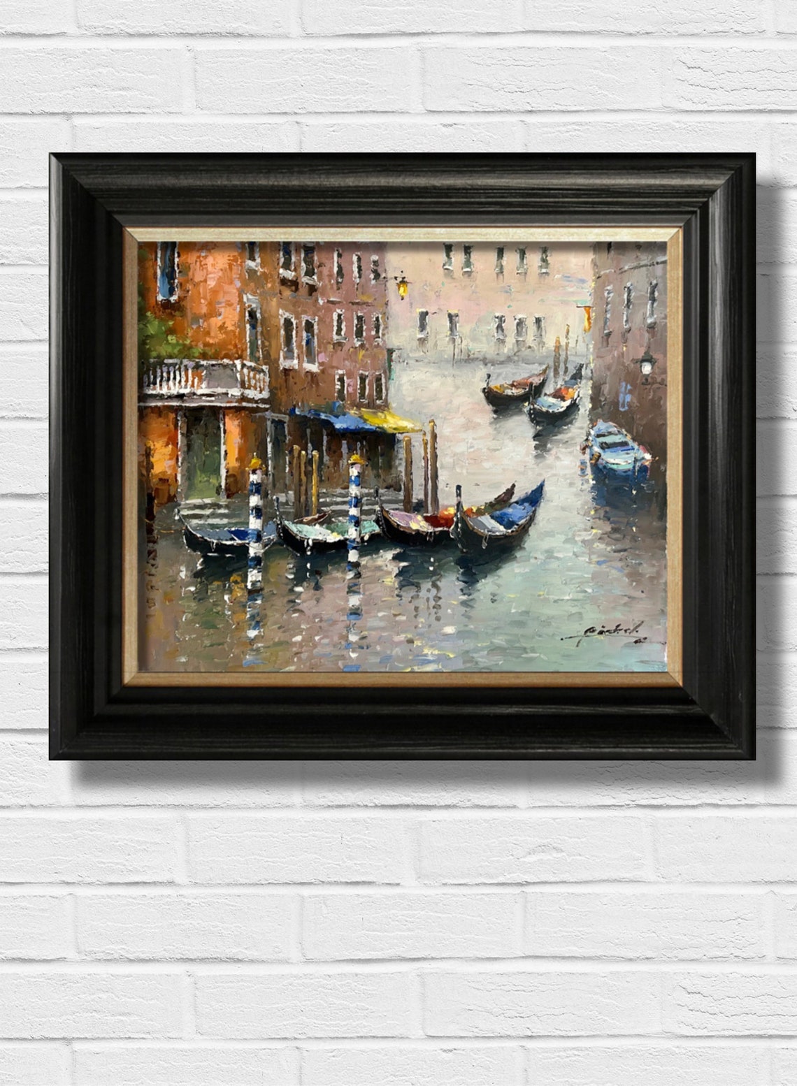 Venice Narrow Canal Moored Gondolas Old Buildings Travel Poster - Image 3