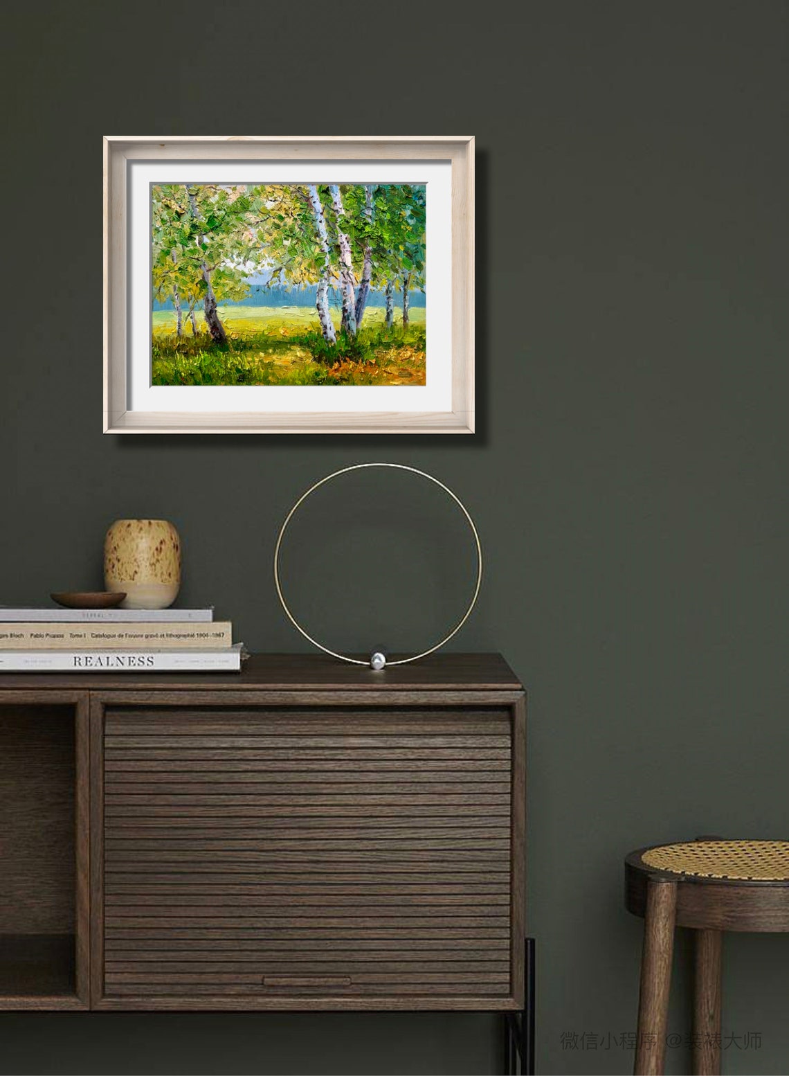 Summer Birch Grove Lush Green Impasto Forest Landscape Poster - Image 3