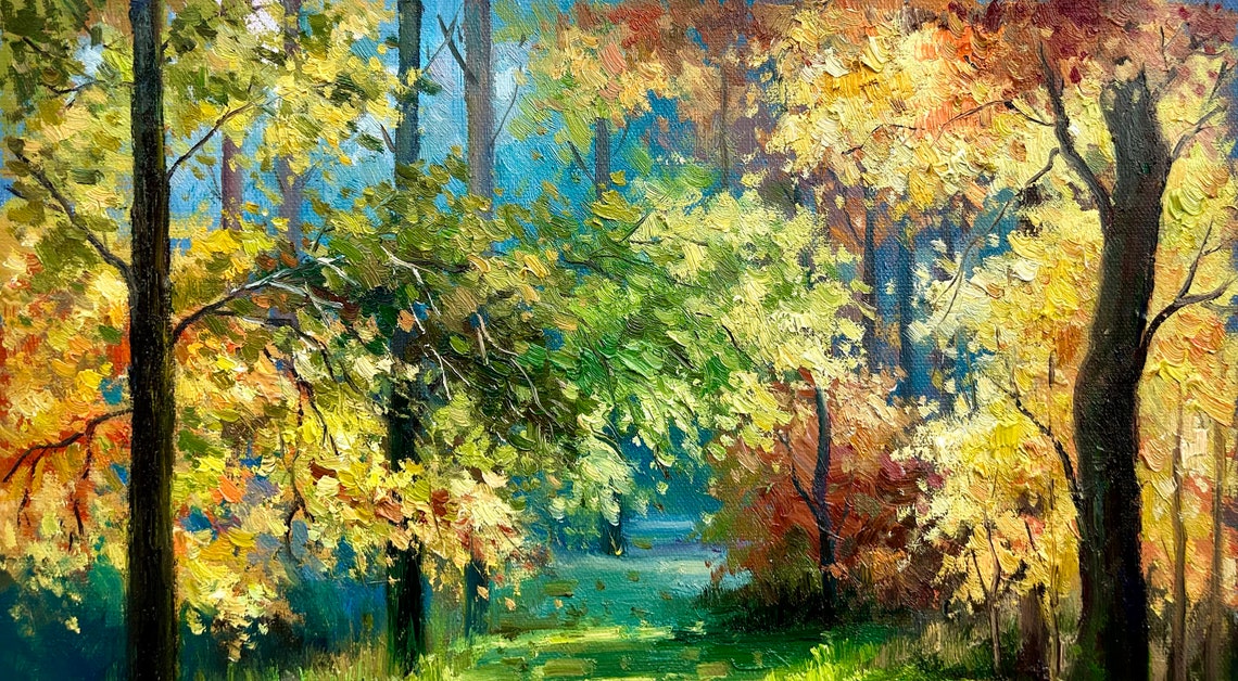 Colorful Autumn Forest Path With Golden Foliage Sunlight Poster - Image 4