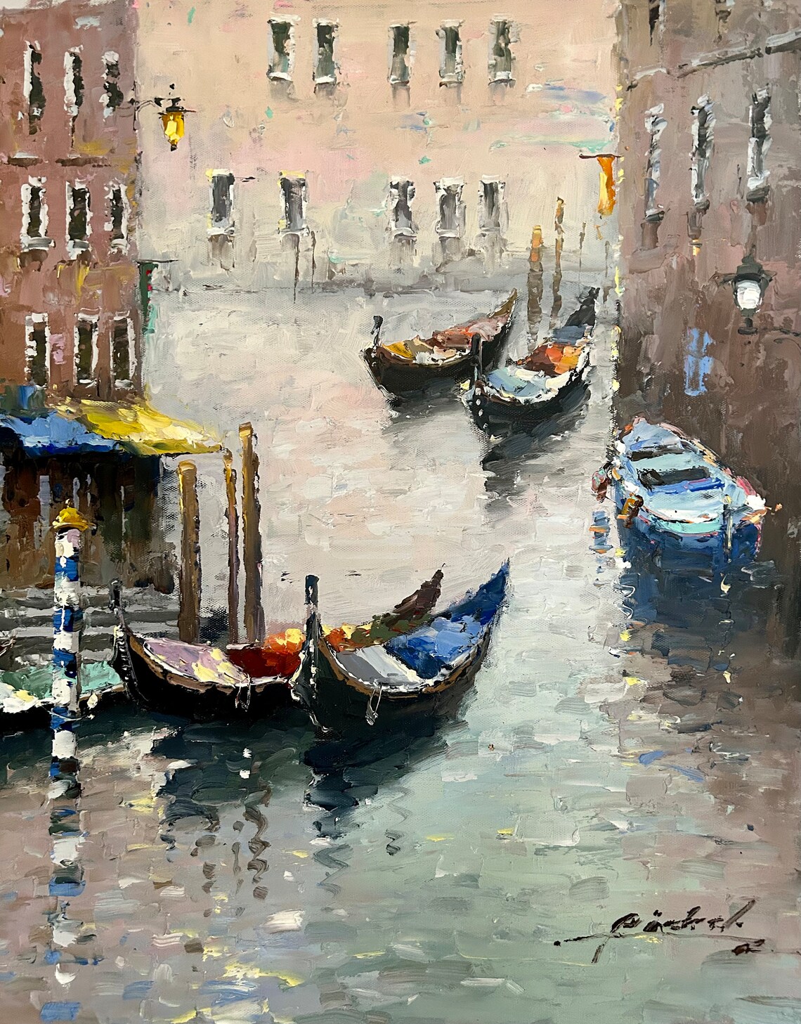 Venice Narrow Canal Moored Gondolas Old Buildings Travel Poster - Image 4