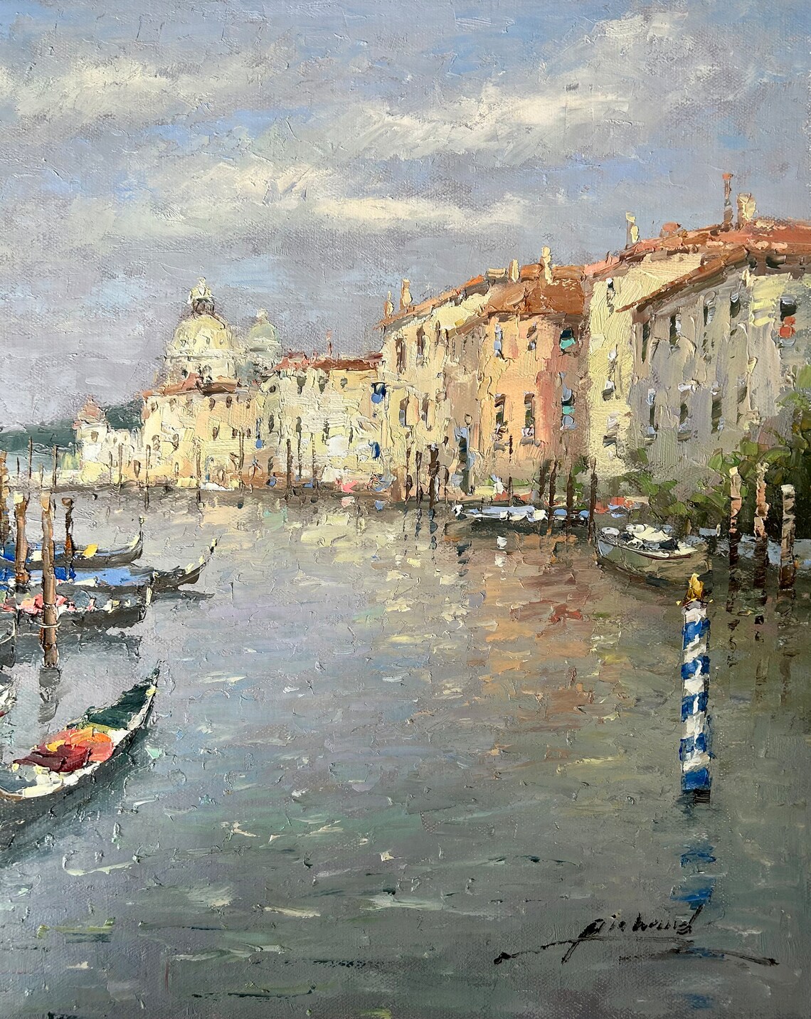 Venice Canal Colorful Mooring Poles Gondolas Italy Travel Poster - Image 4