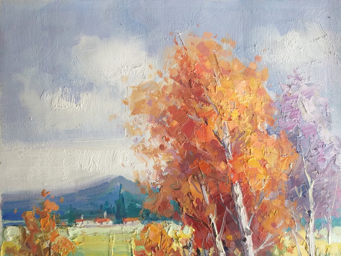 Autumn Birch Trees Lake Mountain Colorful Fall Landscape Poster - Image 3