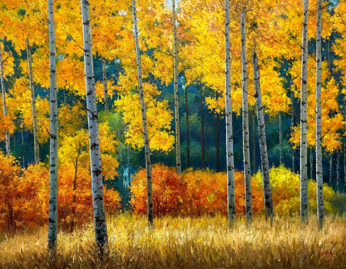 Autumn Birch Forest Oil Painting Original Oil Painting Landscape Living Room Wall Art Decoration Oil Painting Art - Image 5