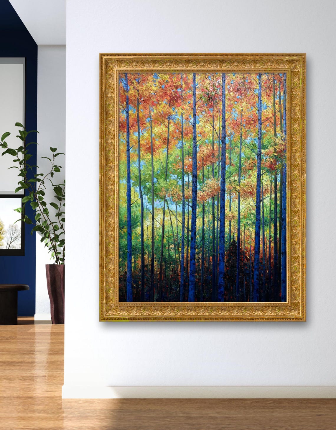Autumn Birch Forest Oil Painting Original Oil Painting Landscape Living Room Wall Art Decoration Oil Painting Art - Image 2