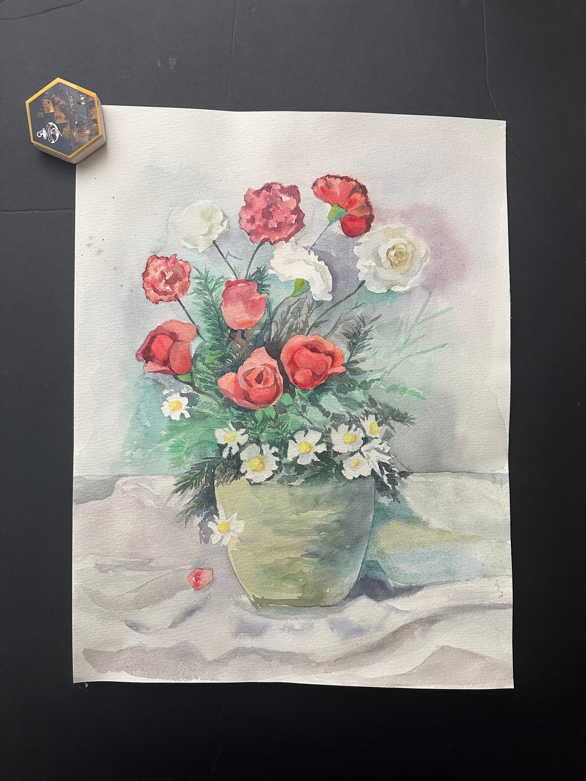 Original Handmade Watercolor Painting Flowers Watercolor Painting Wall Art Flowers In Vase Painting Still Life Painting Bouquet Painting - Image 2
