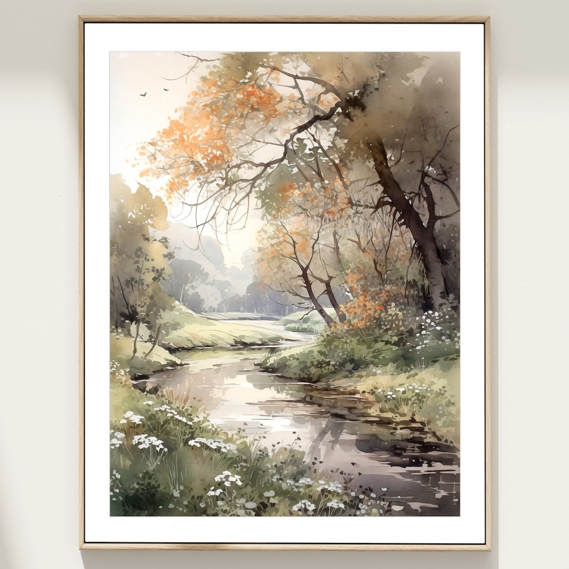 Autumn Landscape Watercolor Art Print, Rustic Nature - Image 4