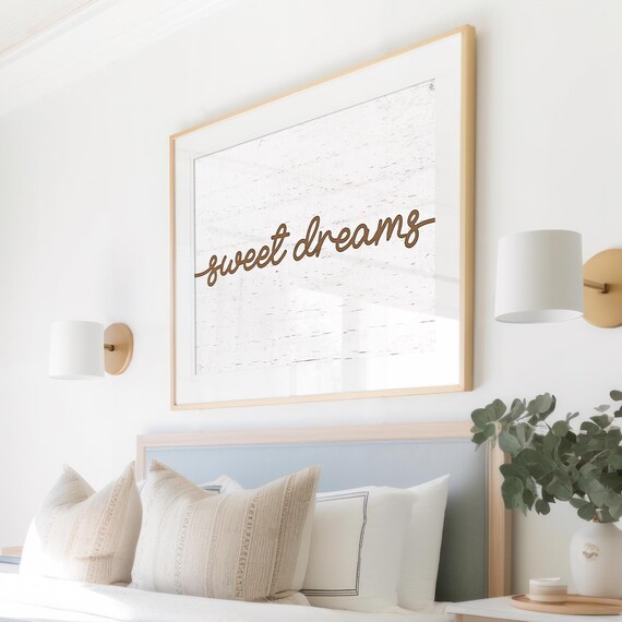 Sweet Dreams Rustic Script Sign Farmhouse Bedroom Wall Poster