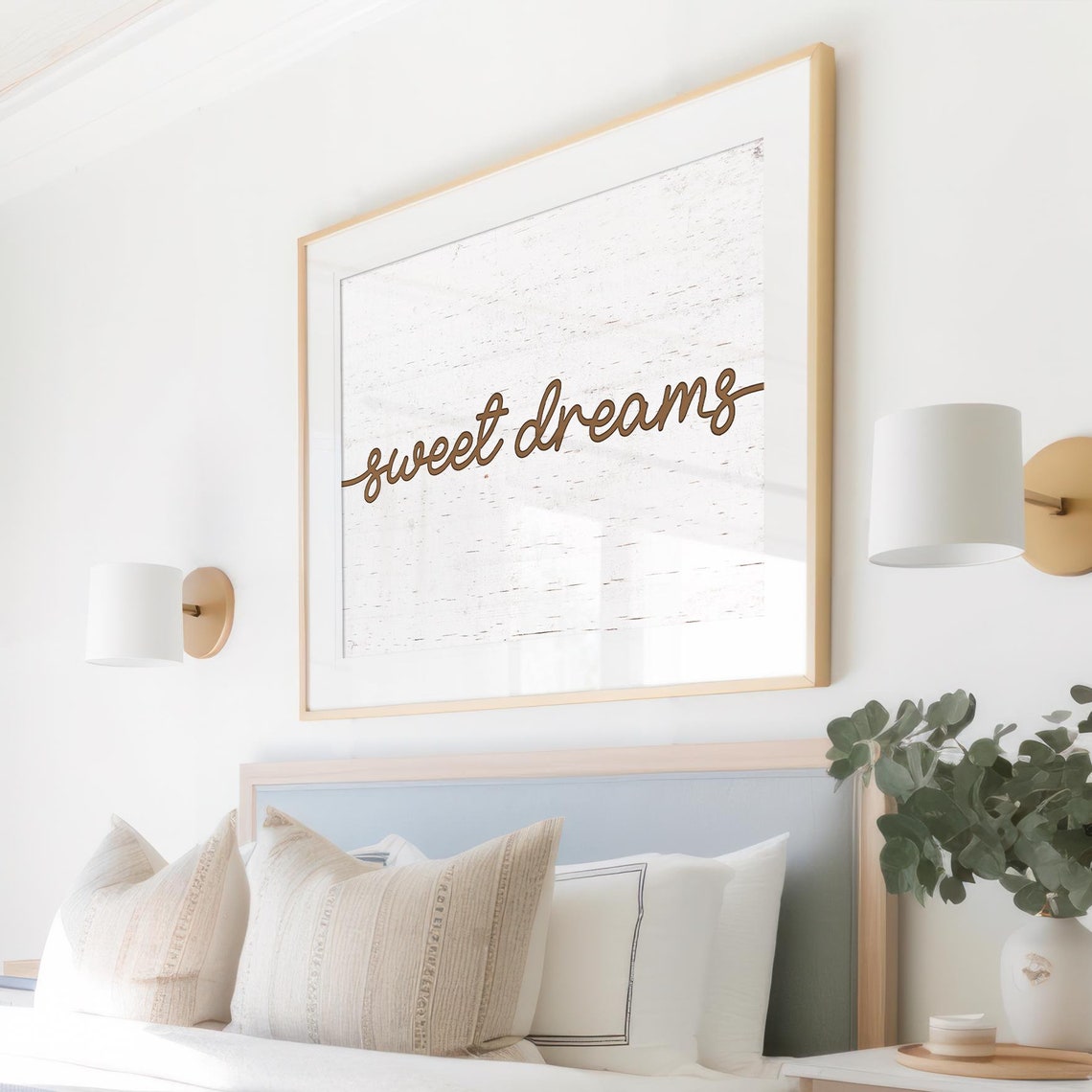Sweet Dreams Rustic Script Sign Farmhouse Bedroom Wall Poster