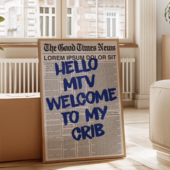 Welcome To My Crib Wall Art Boho Minimalist Prints Modern Art Bohominimalistdecor Funny Art