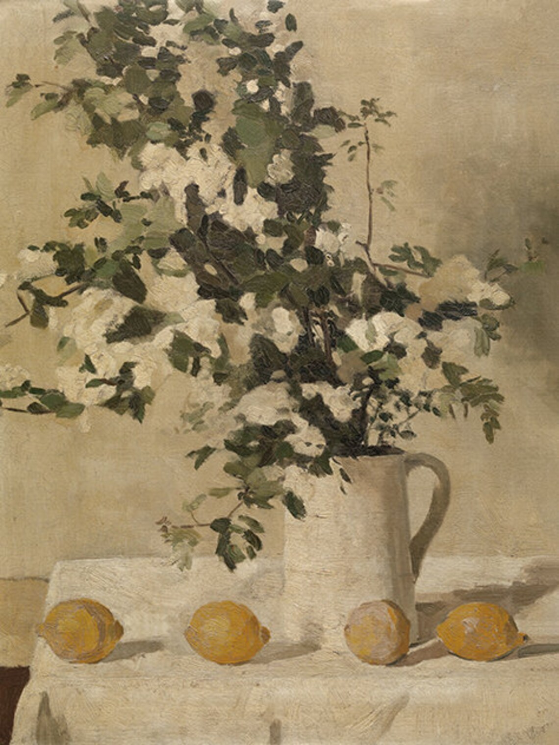 Neutral Still Life Painting Lemon Art Print - Image 3