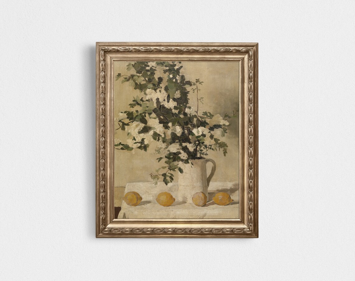 Neutral Still Life Painting Lemon Art Print - Image 2