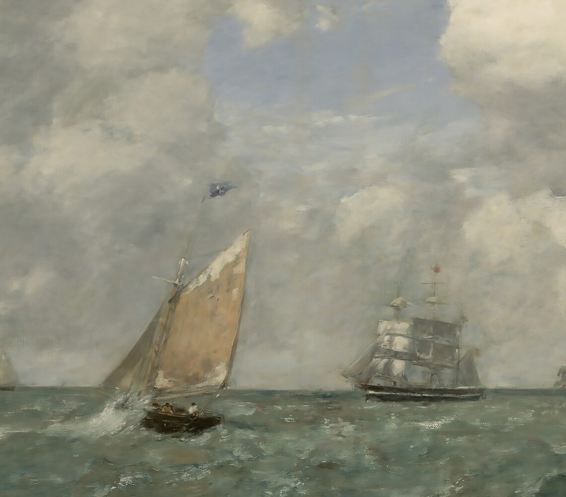 Vintage Ship Ocean Painting, Nautical Seascape Art Print - Image 3