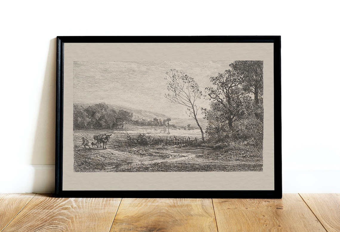 Neutral Landscape Sketch Vintage Farmhouse Decor Art Print - Image 3