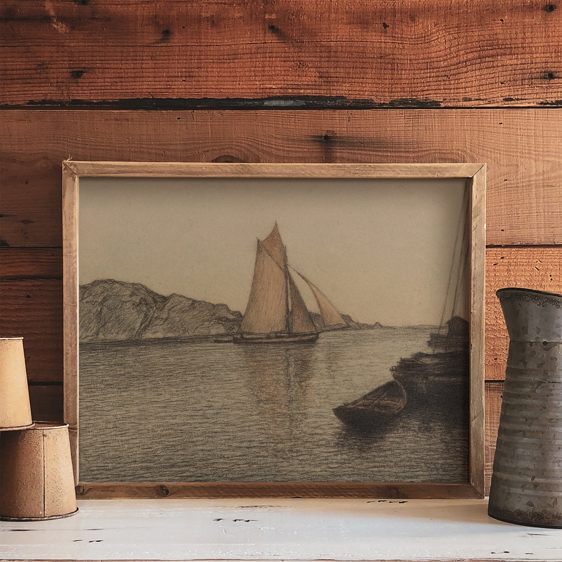 Vintage Sailboat Drawing, Nautical Art Print - Image 3