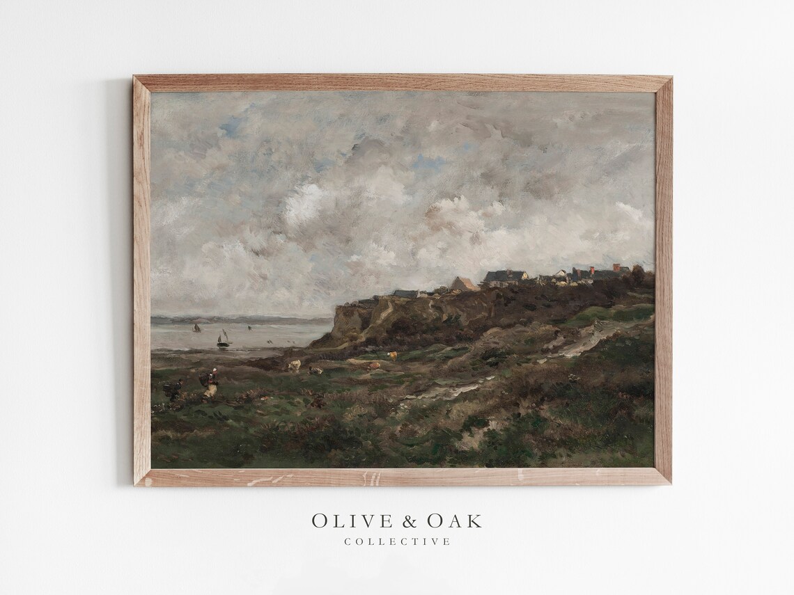 Moody Coastal Farmhouse Vintage Landscape Poster Print