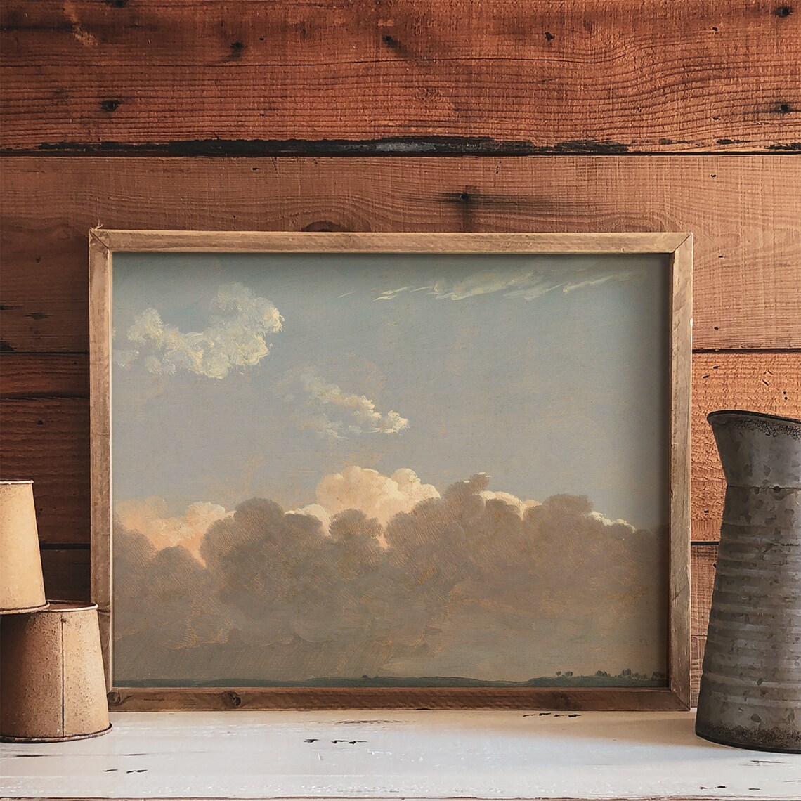 Cloudy Sky Painting, Pastel Clouds Nursery Art Print - Image 4