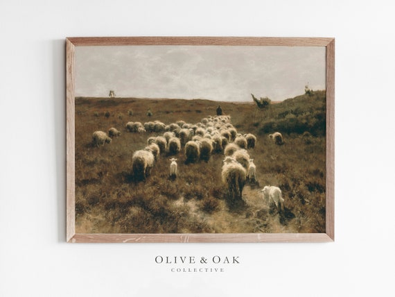 Modern Farmhouse Sheep Painting, Nursery Decor Art Print
